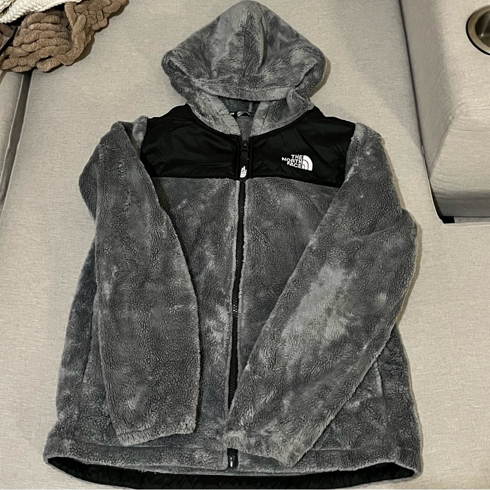 The North Face Black and Gray Hooded Fleece